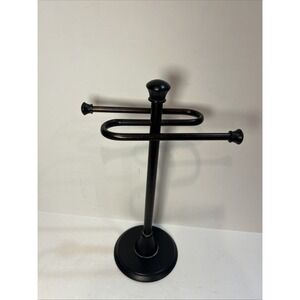 Bathroom Bronze Countertop 2 Bar Hand Towel Rack Holder Freestanding 14" Tall